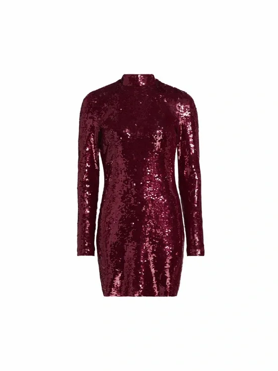 NWT Veronica Beard Sylee Sequin Longsleeve Mock Neck Mini Dress - Picture 2 of 4